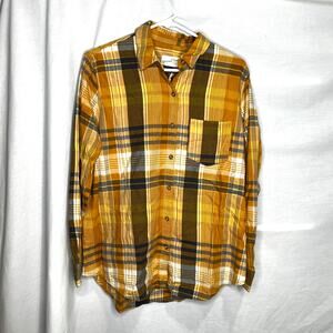 Universal Thread Oversize Mustard Yellow Plaid Shirt New S